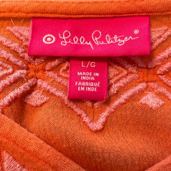 Lilly Pulitzer for Target Orange Camelia Gauze Tunic Top Swim Coverup Size L - Picture 8 of 9